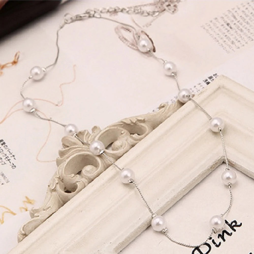 Long Layered Pearl Necklace