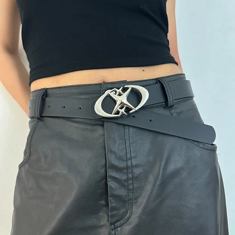 Star Buckle Leather Belt