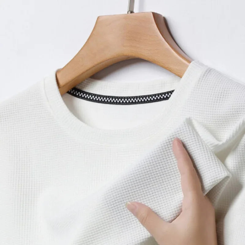 Men's Short Sleeve Waffle Knit Polo Shirt