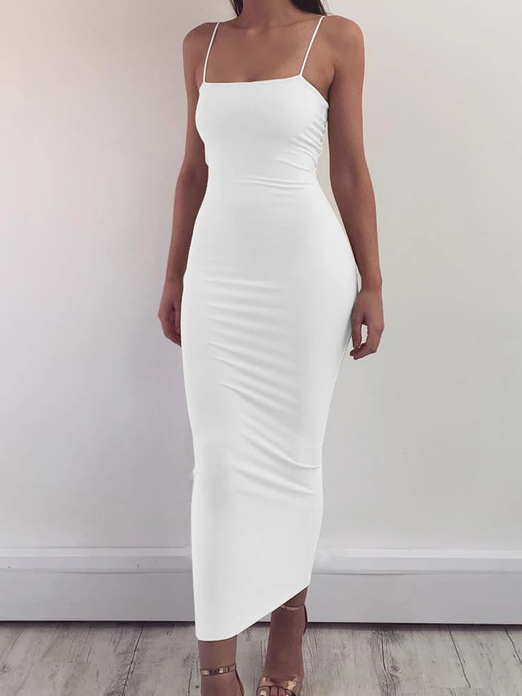 Women's Sleeveless + Backless Long Sling Dress