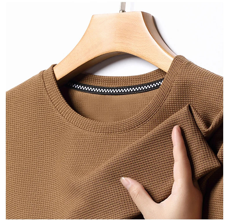 Men's Short Sleeve Waffle Knit Polo Shirt