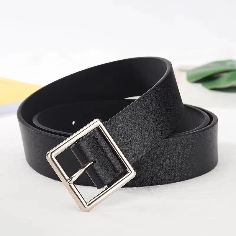 Square Buckle Leather Casual Belt