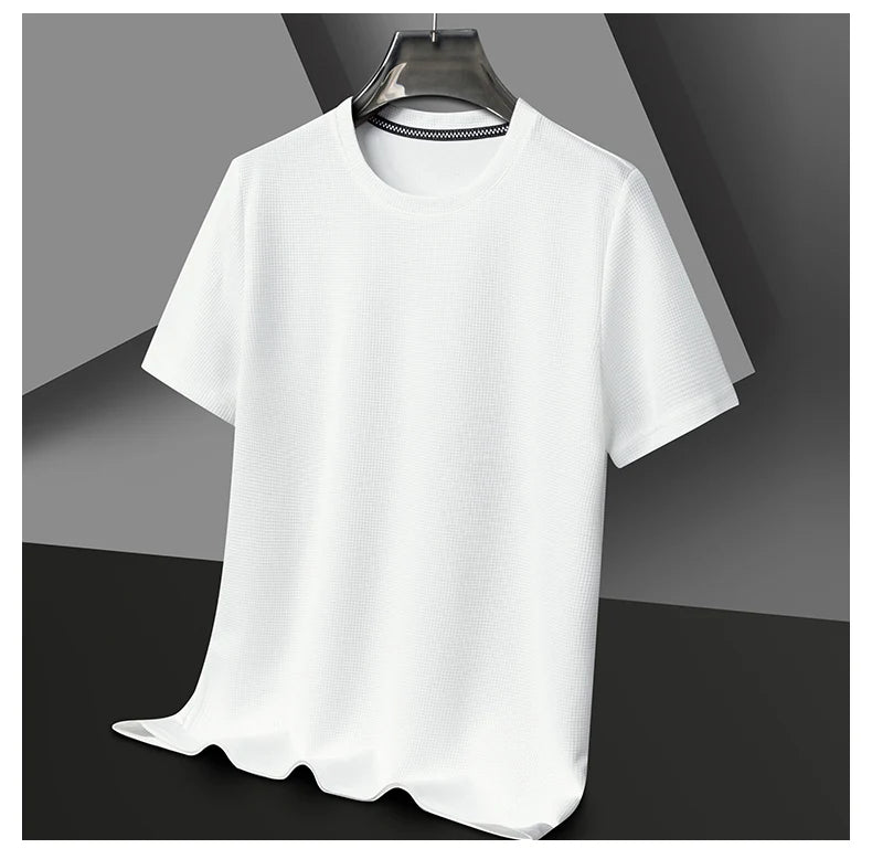 Men's Short Sleeve Waffle Knit Polo Shirt