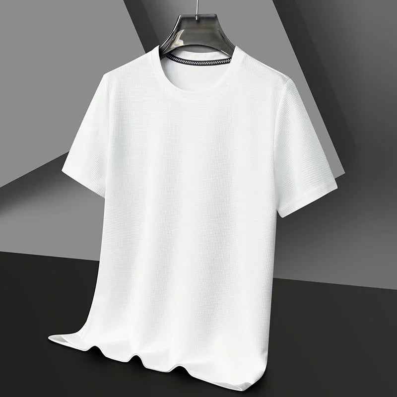 Men's Short Sleeve Waffle Knit Polo Shirt