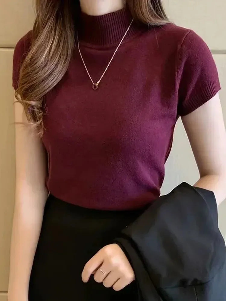 Women's Turtle Neck Crop Top T-Shirt