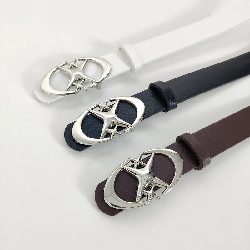 Star Buckle Leather Belt
