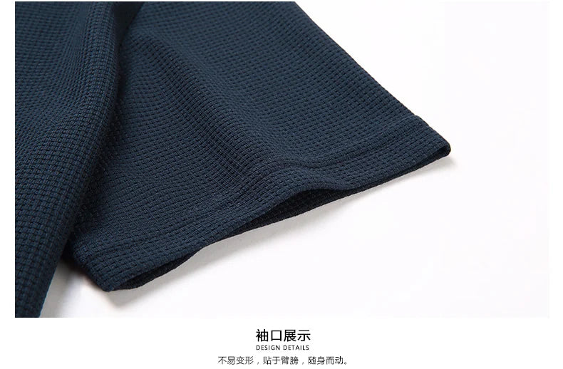 Men's Short Sleeve Waffle Knit Polo Shirt