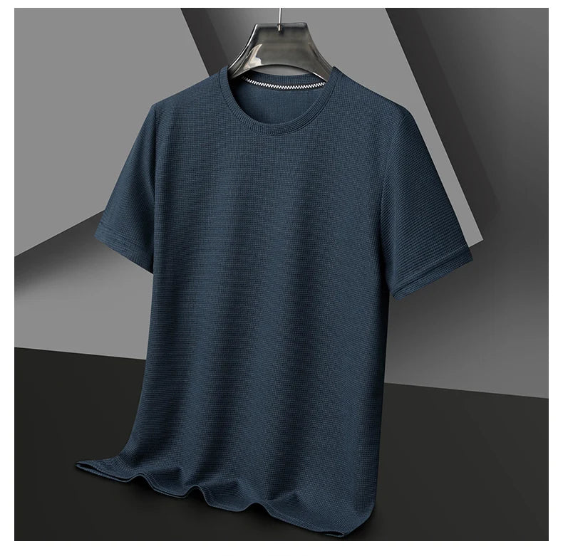 Men's Short Sleeve Waffle Knit Polo Shirt