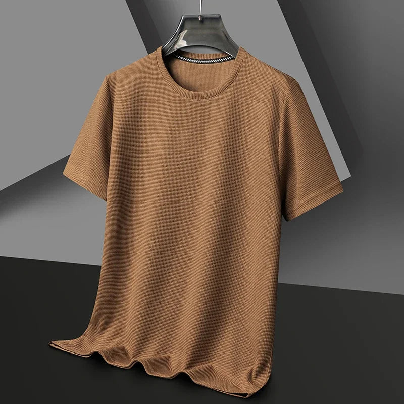 Men's Short Sleeve Waffle Knit Polo Shirt