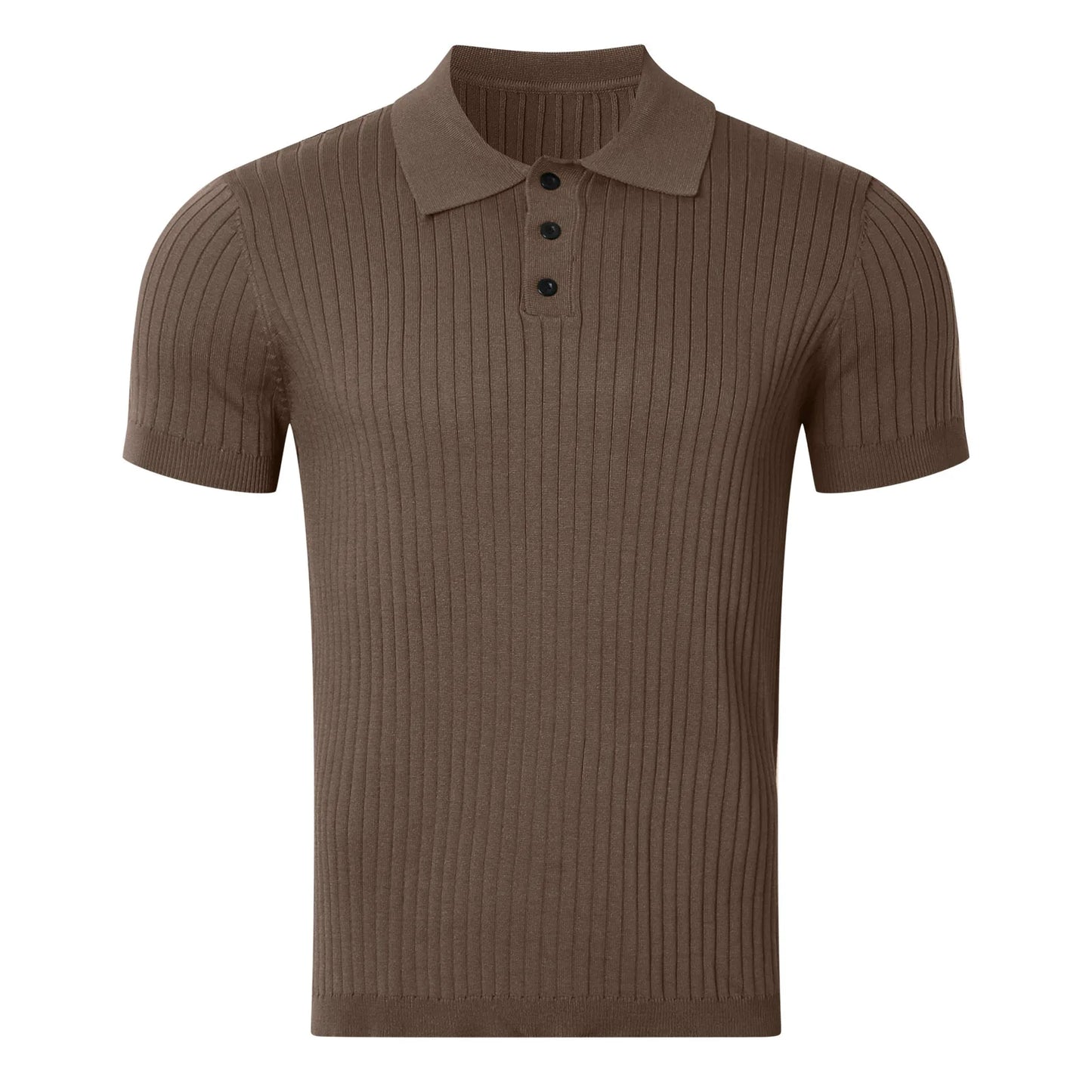 Men's Knitted Striped Polo T-Shirt