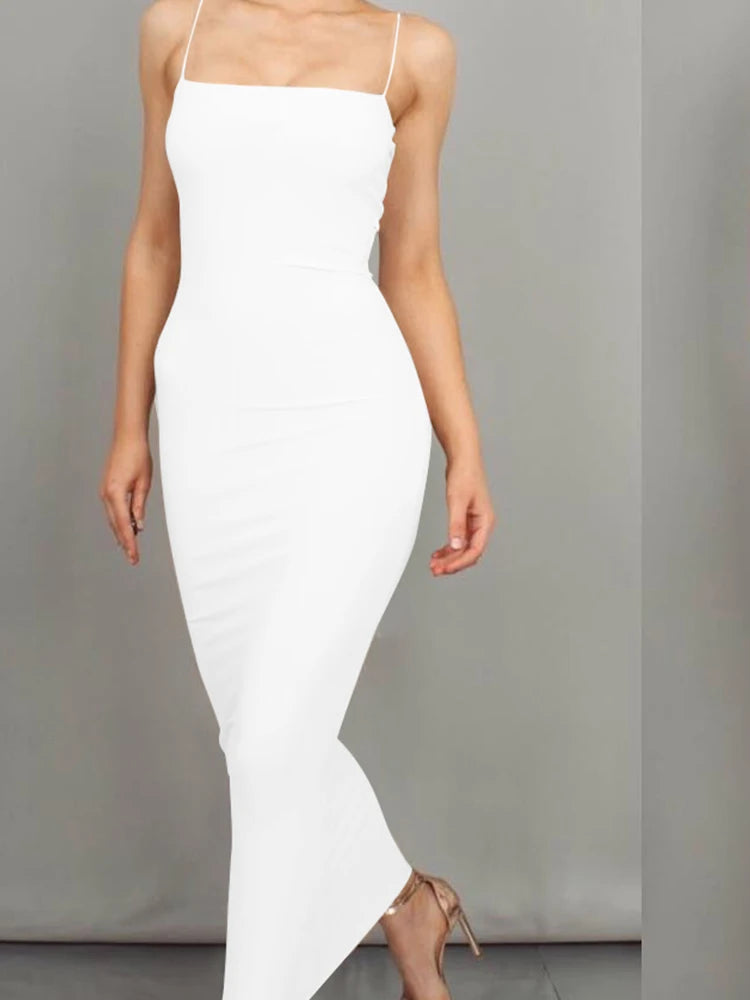 Women's Sleeveless + Backless Long Sling Dress