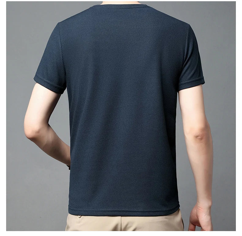 Men's Short Sleeve Waffle Knit Polo Shirt