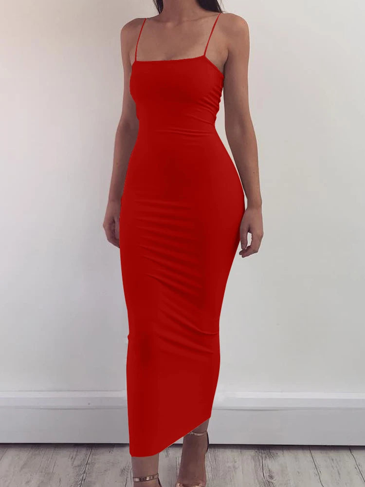 Women's Sleeveless + Backless Long Sling Dress