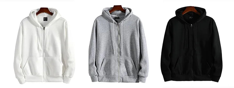 Unisex Blank Zip Up Hoodie