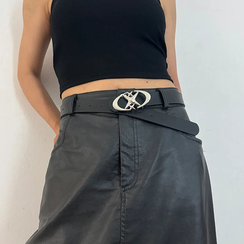 Star Buckle Leather Belt