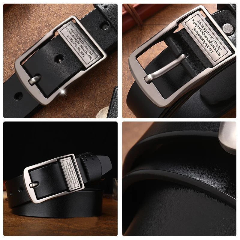 Metal Buckle Leather Dress Belt