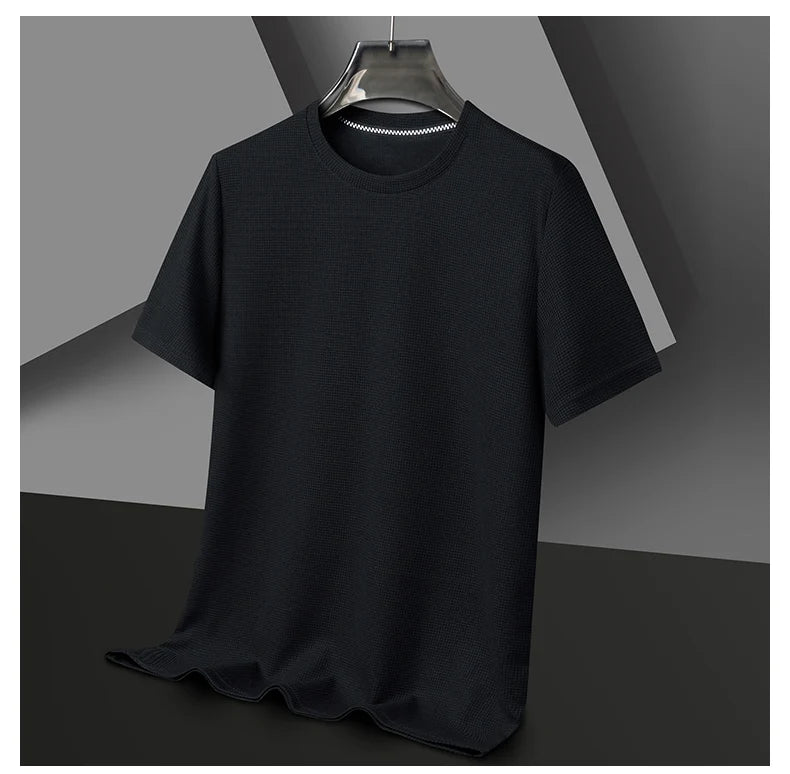 Men's Short Sleeve Waffle Knit Polo Shirt