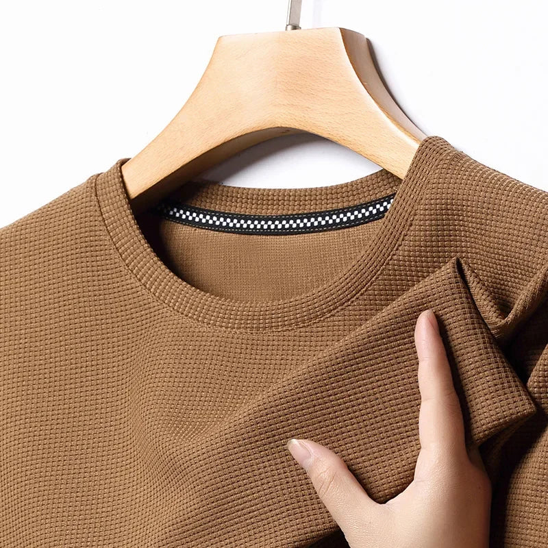 Men's Short Sleeve Waffle Knit Polo Shirt