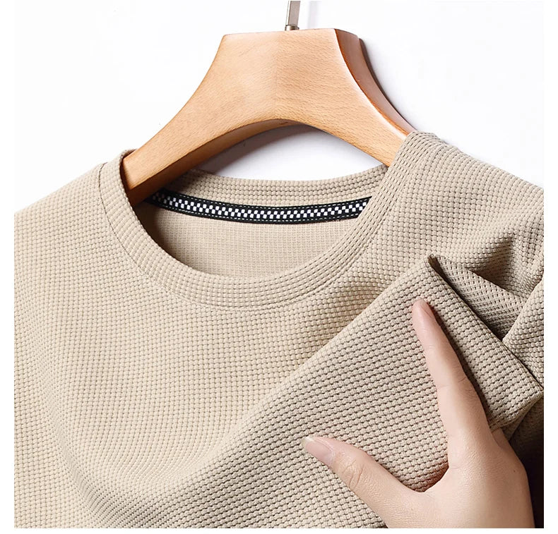 Men's Short Sleeve Waffle Knit Polo Shirt