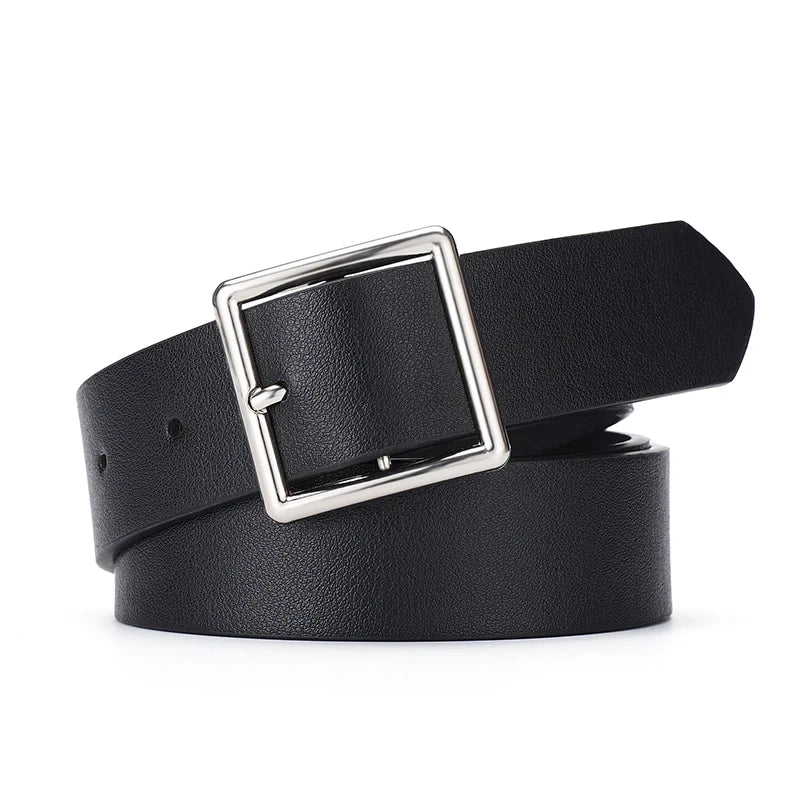 Square Buckle Leather Casual Belt