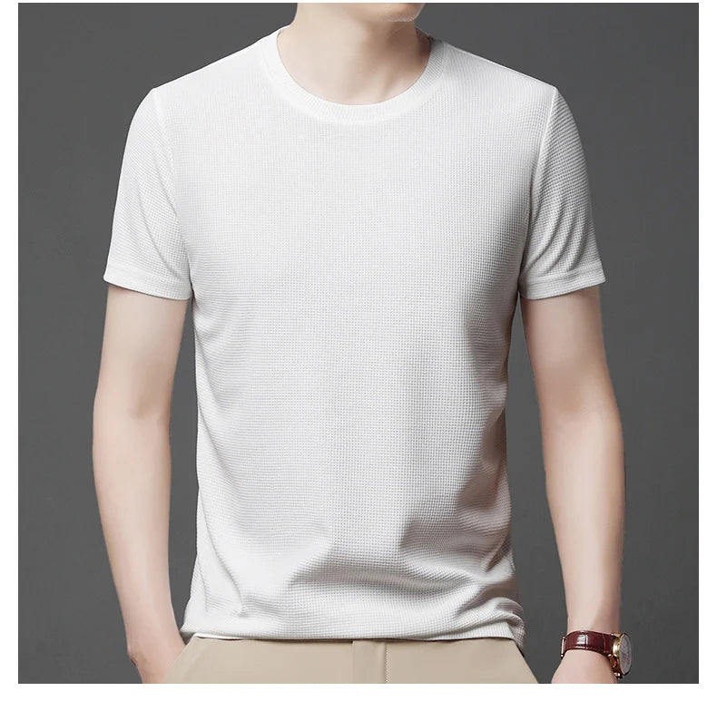 Men's Short Sleeve Waffle Knit Polo Shirt
