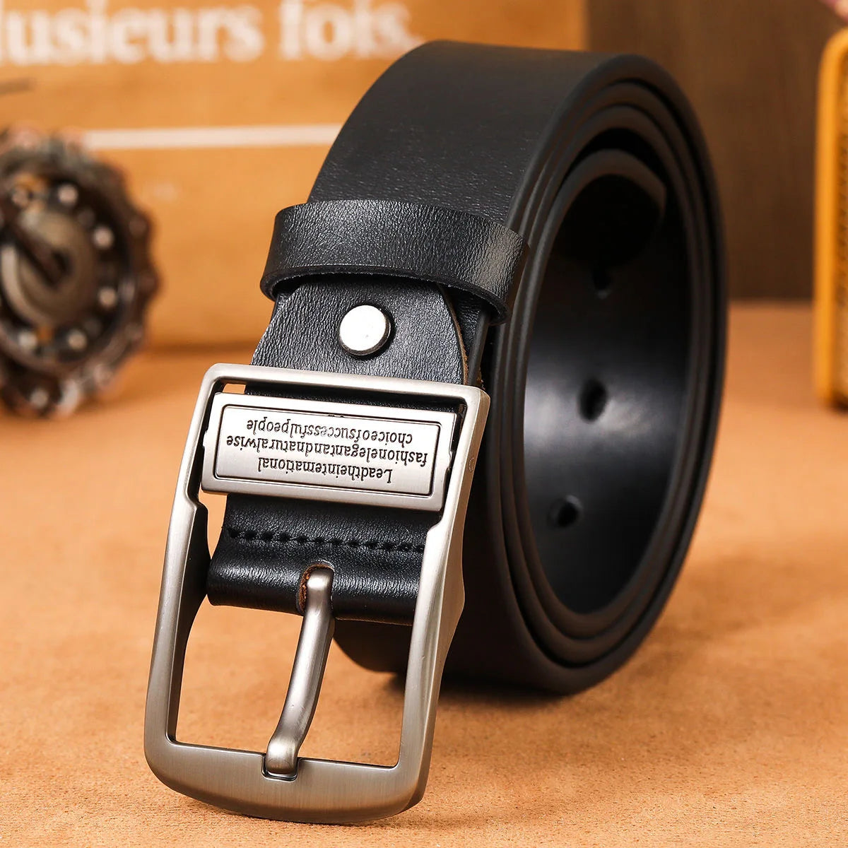 Metal Buckle Leather Dress Belt