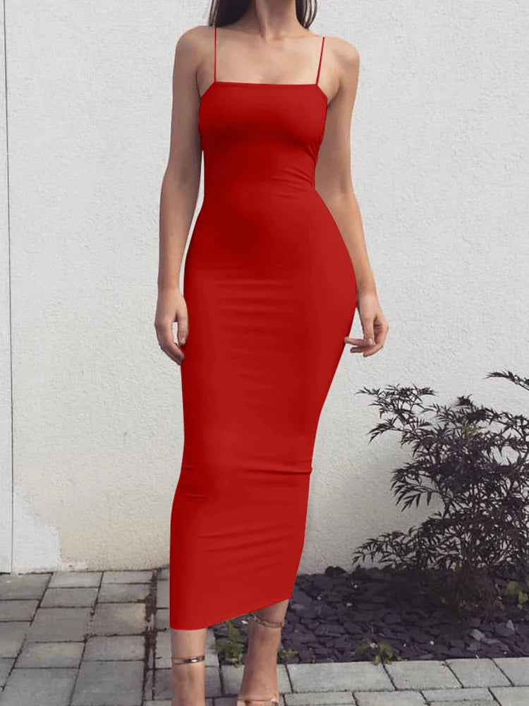 Women's Sleeveless + Backless Long Sling Dress