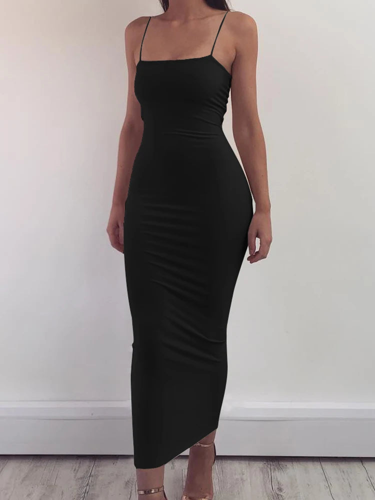 Women's Sleeveless + Backless Long Sling Dress