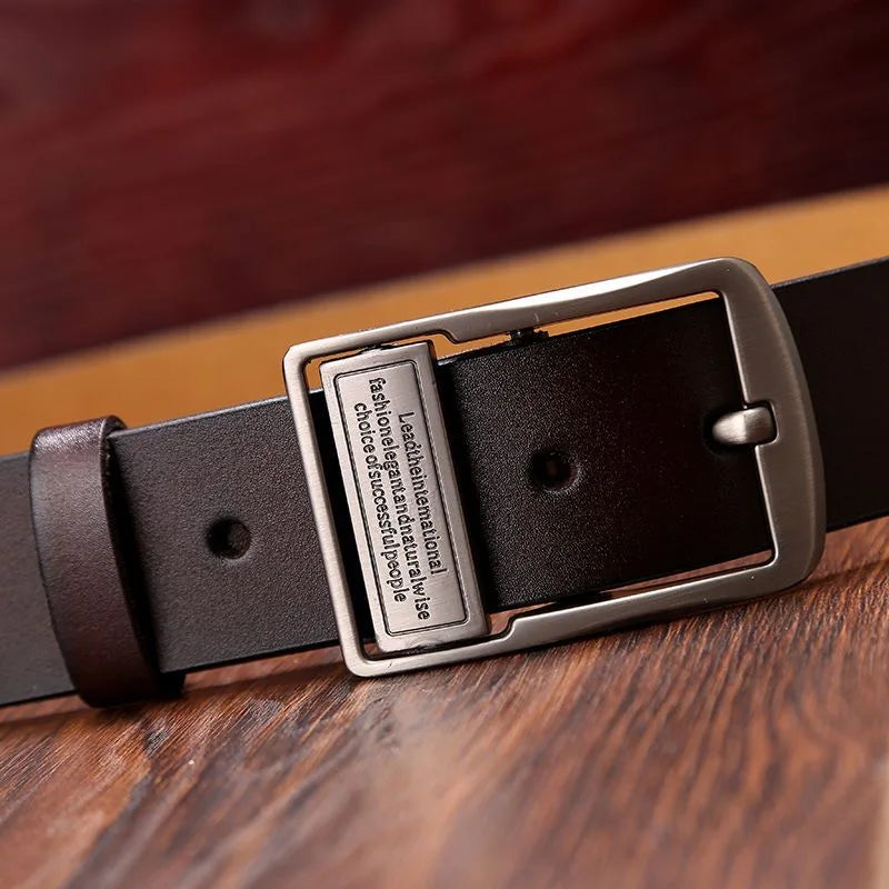 Metal Buckle Leather Dress Belt