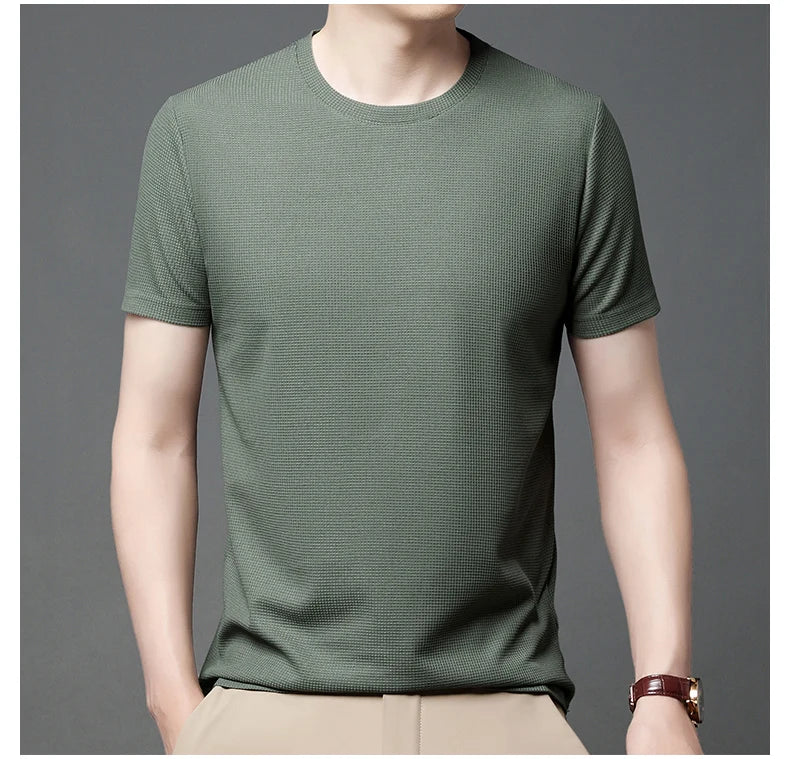 Men's Short Sleeve Waffle Knit Polo Shirt
