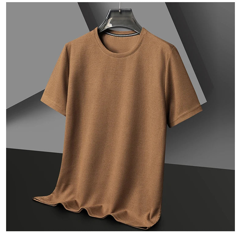 Men's Short Sleeve Waffle Knit Polo Shirt