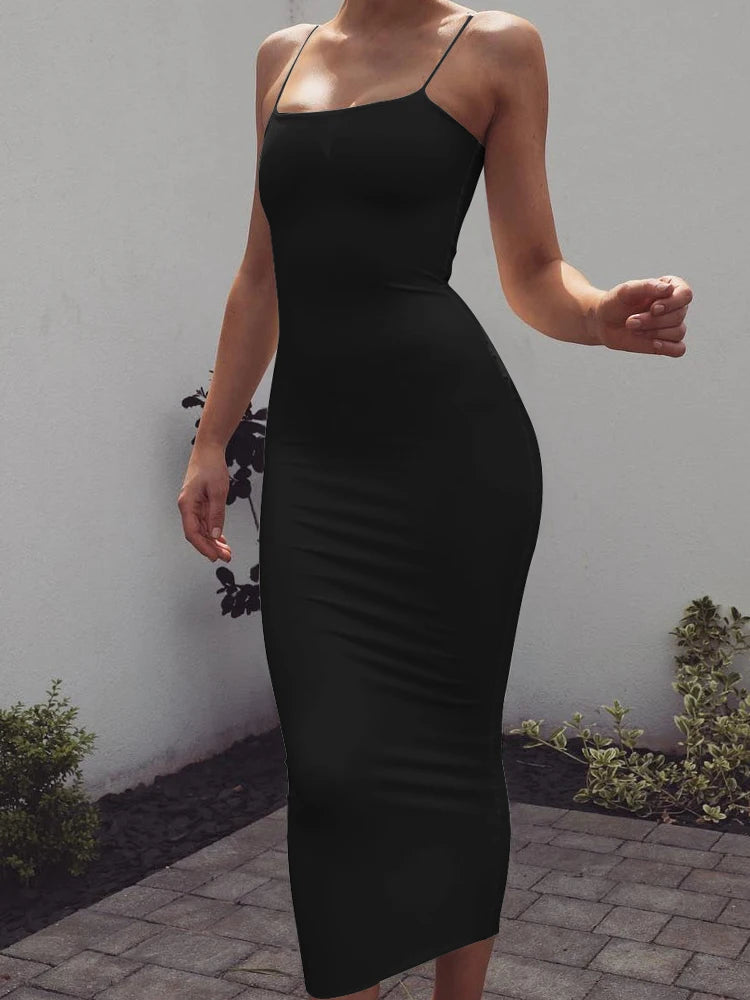 Women's Sleeveless + Backless Long Sling Dress