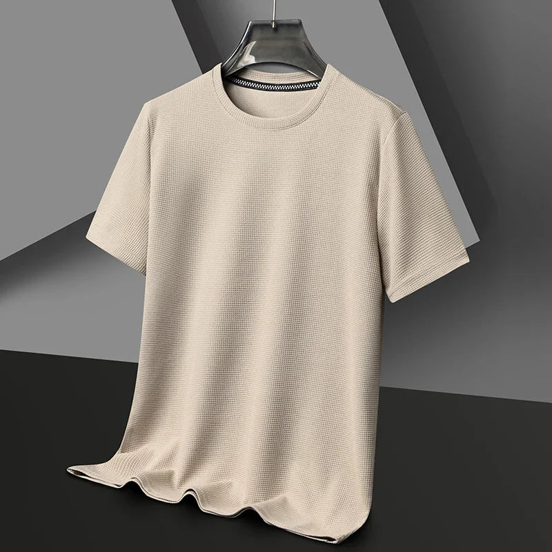 Men's Short Sleeve Waffle Knit Polo Shirt