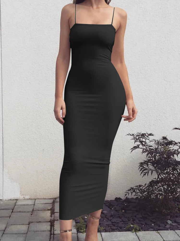 Women's Sleeveless + Backless Long Sling Dress