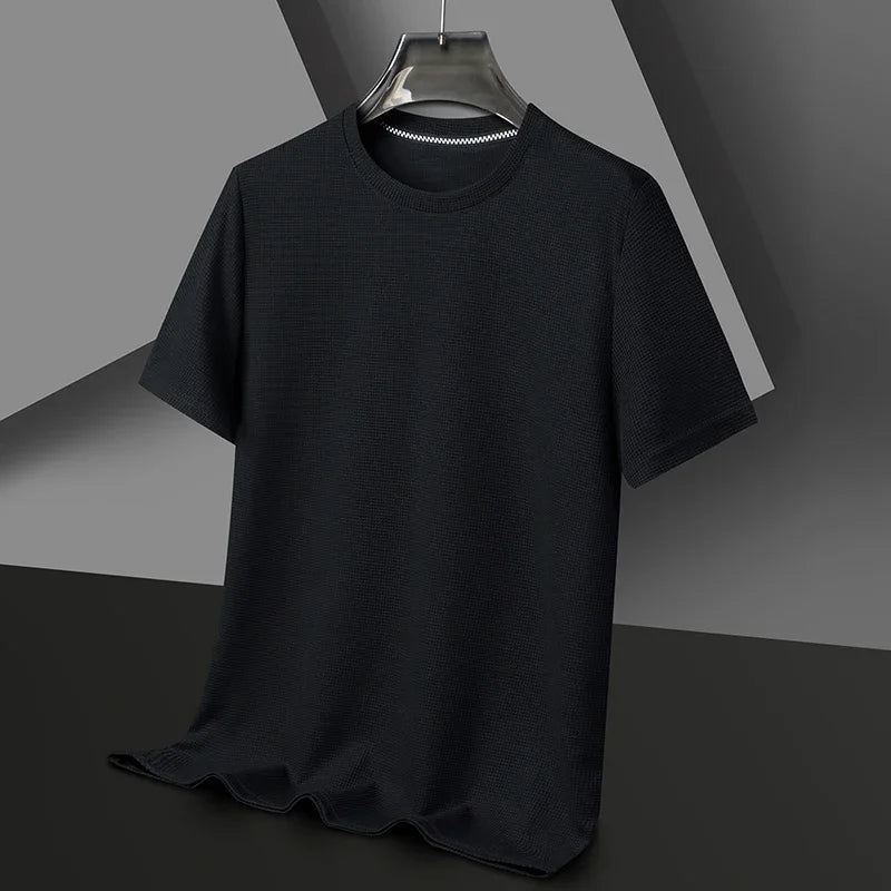 Men's Short Sleeve Waffle Knit Polo Shirt