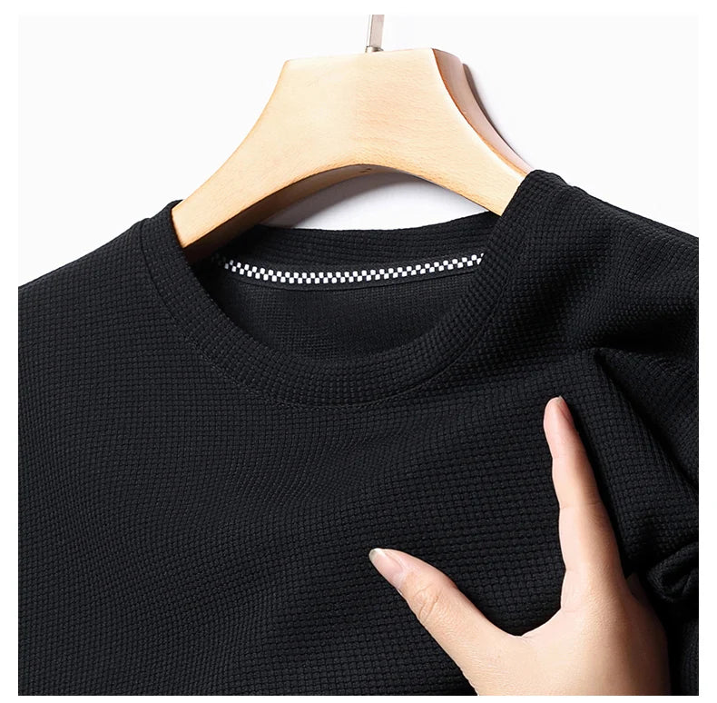 Men's Short Sleeve Waffle Knit Polo Shirt