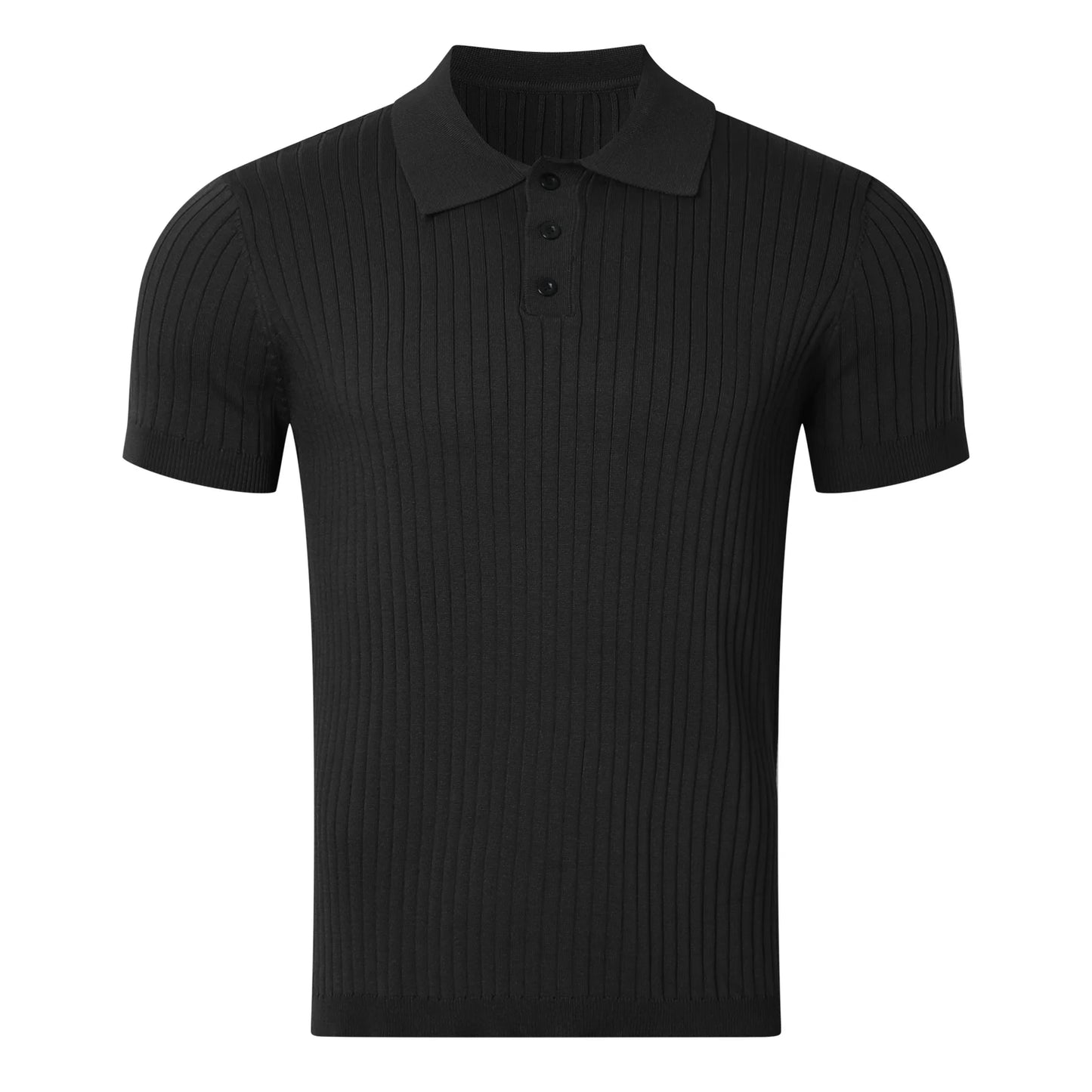 Men's Knitted Striped Polo T-Shirt