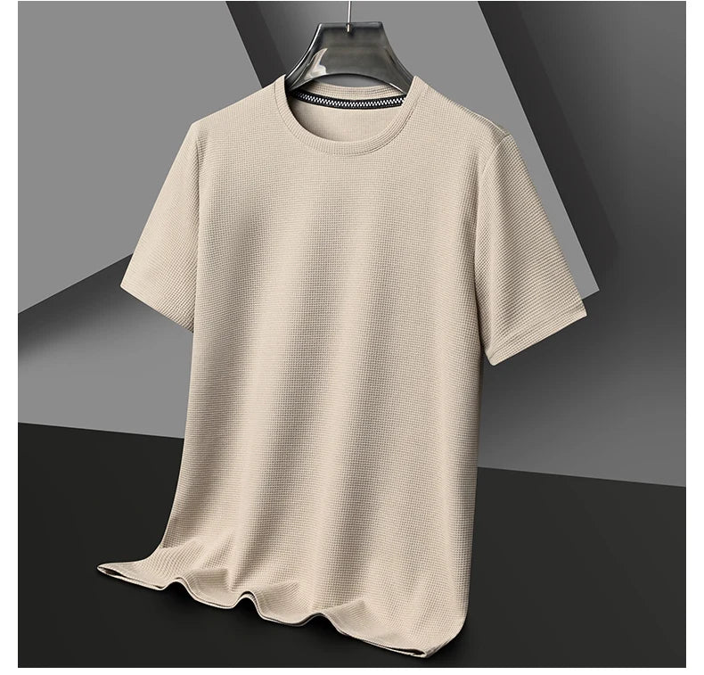 Men's Short Sleeve Waffle Knit Polo Shirt