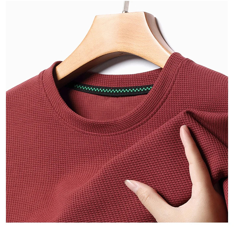 Men's Short Sleeve Waffle Knit Polo Shirt