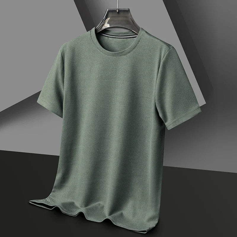 Men's Short Sleeve Waffle Knit Polo Shirt