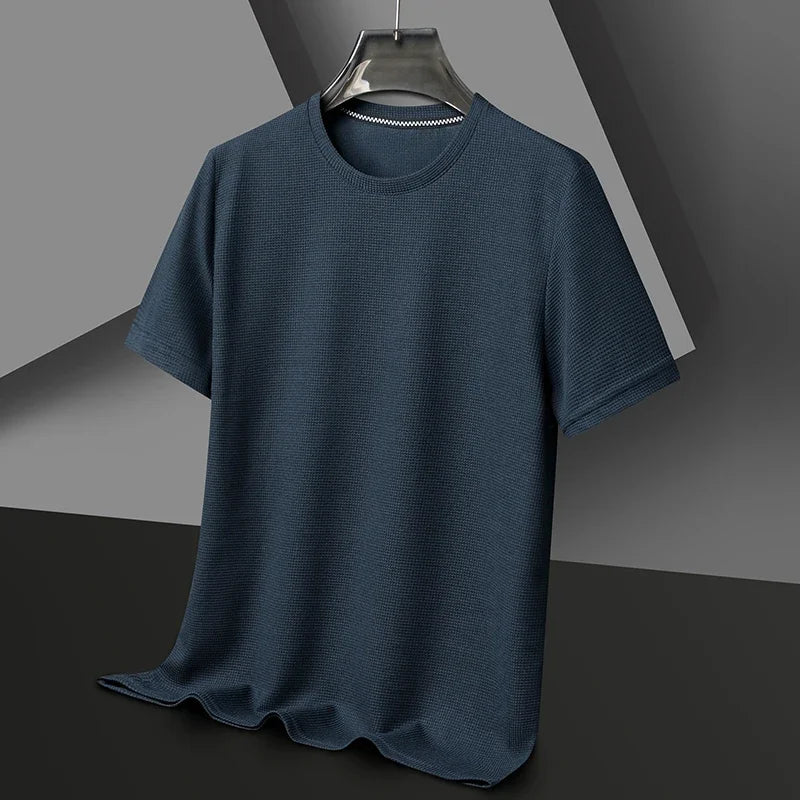 Men's Short Sleeve Waffle Knit Polo Shirt