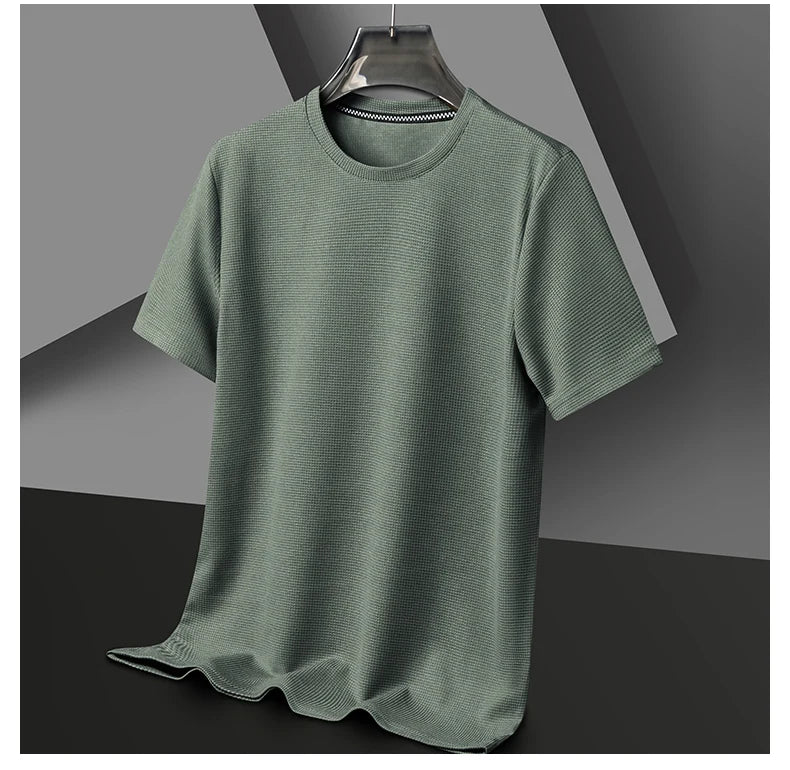 Men's Short Sleeve Waffle Knit Polo Shirt