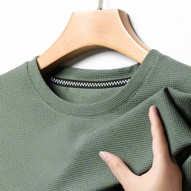 Men's Short Sleeve Waffle Knit Polo Shirt