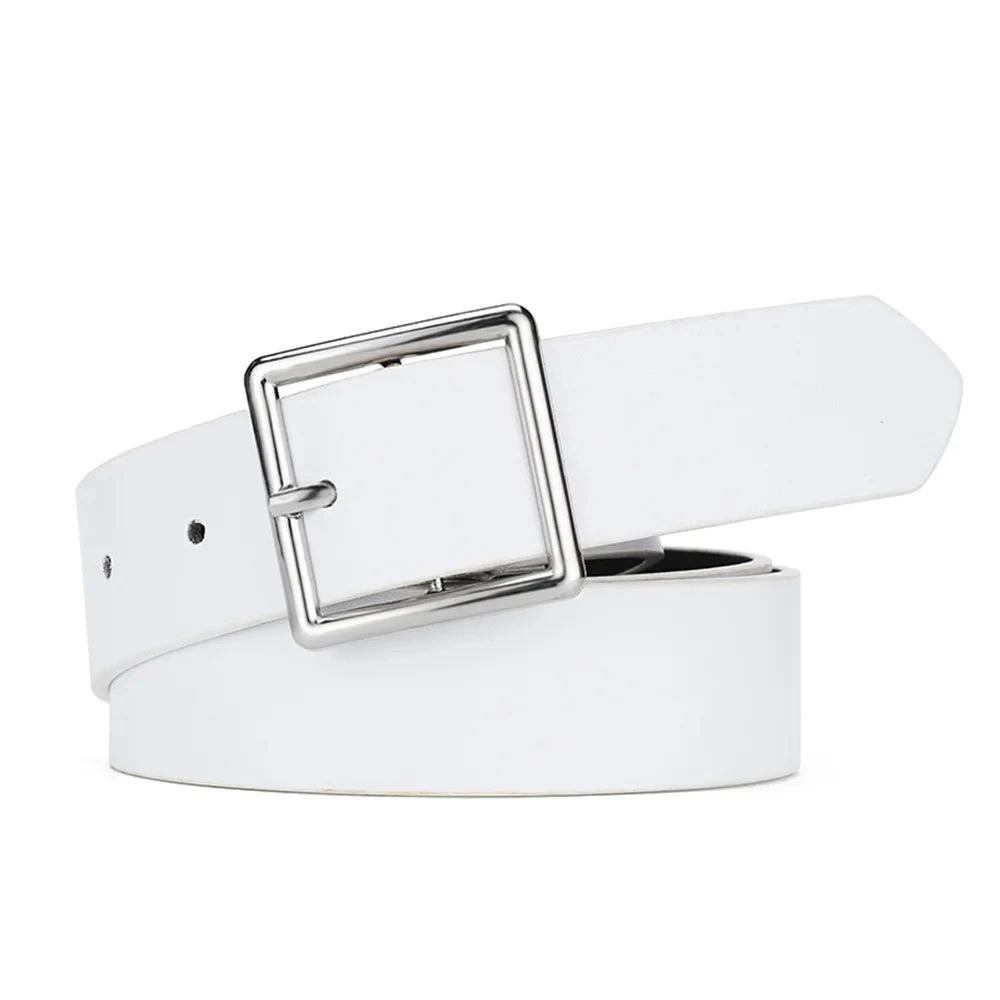 Square Buckle Leather Casual Belt