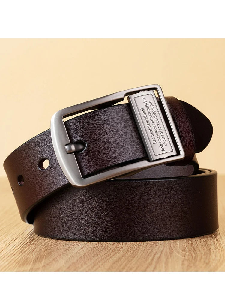 Metal Buckle Leather Dress Belt