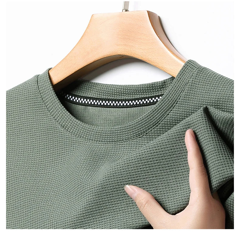 Men's Short Sleeve Waffle Knit Polo Shirt