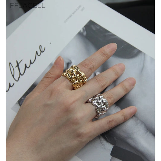Thick Chain Braided Ring