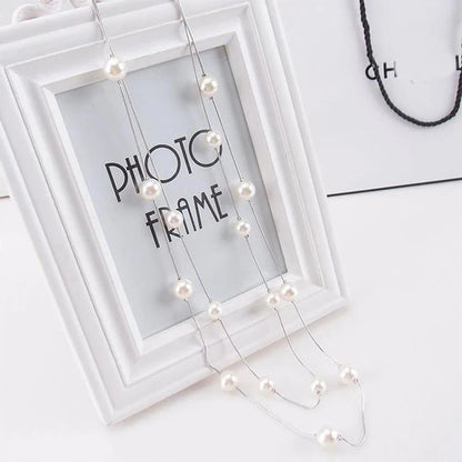 Long Layered Pearl Necklace