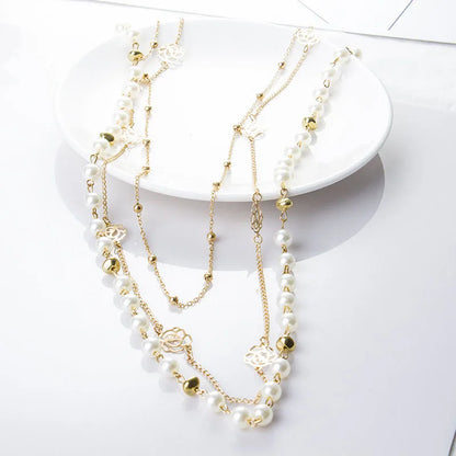 Long Layered Pearl Necklace
