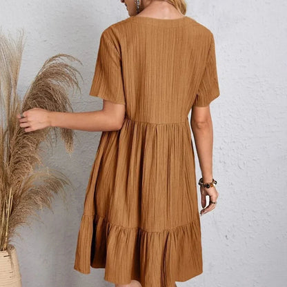 Women V-Neck Short Sleeve Dress